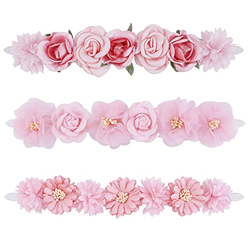 Bfnaagirl Flower Headband For Baby Girl Elastic Baby Floral Headbands Crown Hairbands Hair Accessories For Newborn Infant Toddlers Kids 3Pcs/Set #TOP5