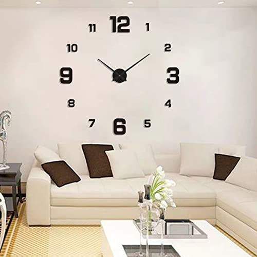 HshDUti Horloge murale en acrylique sans cadre 3D silencieuse avec chiffres arabes - Horloge murale décorative pour salon, chambre à coucher, cuisine, horloge murale...