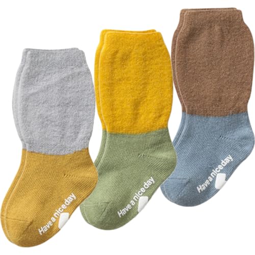 COLLBATH -slip Thermal Socks Toddler Socks Non Slip for Walking 6-12 Months
