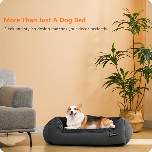 HMTOPE Hundebett, Hundesofa, Hundekissen, Hundekörbchen Abnehmbar und waschbar, Dunkelgrau, 90 x 75 x 25 cm