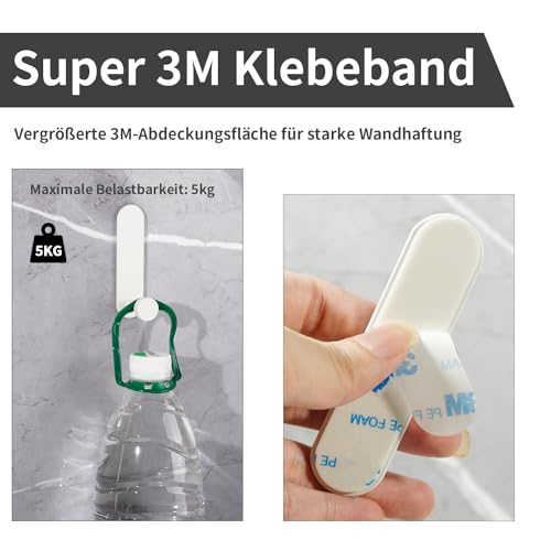 JS Klebehaken Extra Stark Haken Ohne Bohren Metall Handtuchhaken Selbstklebend Nichtrostend für Mantel Hut Geldbörse Badezimme Dusch Küche Weiß, 4 Stück