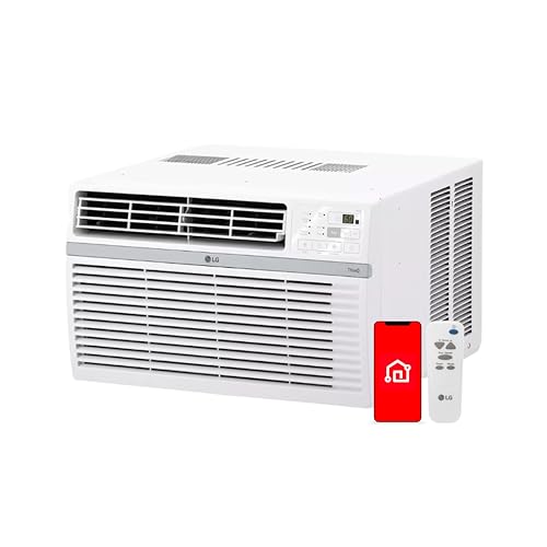 LG LW1024RSMX Window Conditioner, Wi-Fi Enabled w/Remote, 450 Sq.Ft, 4-Way Air Deflection, 3 Cooling and Fan Speeds, 115V, 10,000 BTU, White