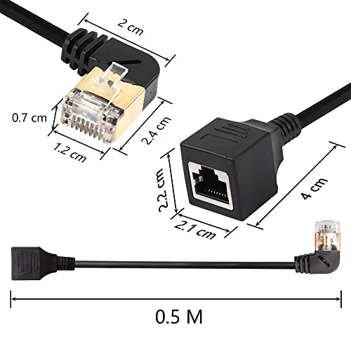 SinLoon RJ45 Cat8 Ethernet Cable,90 Degree Male to Female High Speed Cat8 Network Cable,40Gbps 2000Mhz SFTP Patch Cord For Router Modem Server (Right) - Image 3
