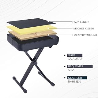 BUDDLEY Tabouret de piano réglable – Design ergonomique et pliable – Portabilité facile – Banc de piano idéal pour les musiciens de tous âges et tailles - Les Beatles, Paul McCartney, John Lennon, RIngo Starr, George Harrison BUDDLEY Tabouret de piano réglable - Design ergonomique et pliable - Portabilité facile - Banc de piano idéal pour les musiciens de tous âges et tailles – Image 5