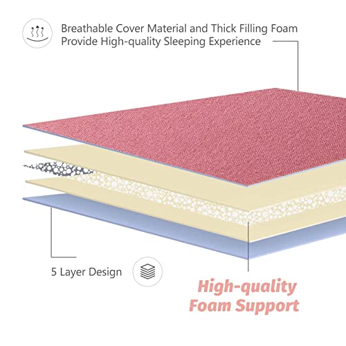 Image of MAXYOYO Japanese Floor Mattress Futon Mattress, Thicken Sleeping Pad Foldable Roll Up Floor Futon for Adults Tatami Mat Dormitory Couch Lounger, Pink, Queen Size