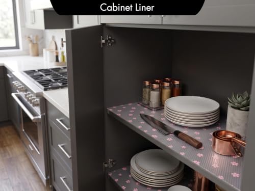 Image of Porslin Shelf Liner for Kitchen Cabinets & Drawers, 45cm x 5m Non-Adhesive Waterproof EVA Mat, Non-Slip Washable & Food-Safe Liner with Modern Pattern for Cupboard, Refrigerator, Dresser Wardrobe SL09