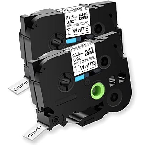 Cruxer Heat Shrink Label Tape Compatible for Brother HSe-251 HSe251 Black on White 23.6mm 0.92" 1.5m Tube Cable Label tubing Cassette for Printer PT-D600 PT-E500 PT-E500VP H500 PT-2730 PT-E550WVP Cover