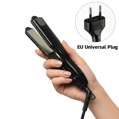 Plancha para el cabello con placas de titanio, calentamiento rápido en 30 segundos, temperatura constante, herramienta portátil para uso en salón y en casa miniatura 2