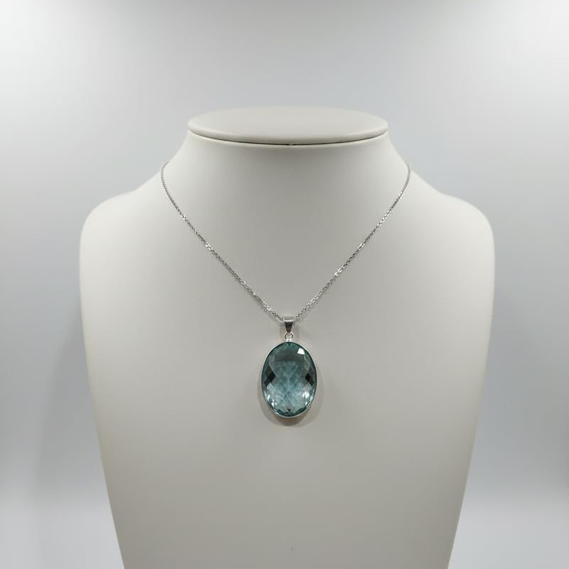 Collier quartz bleu naturel, le cadeau idéal avec sa pierre ovale - 2