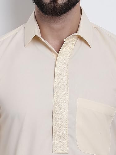 Image of SOJANYA Men's Cotton Silk Pathani Kurta Set with Wide Leg Straight Fit Salwar