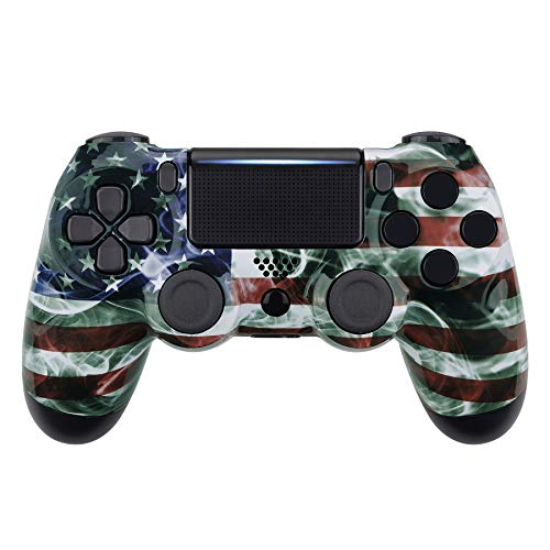 eXtremeRate Mist US Flag Pattern Replacement Faceplate Cover for PS4 Slim Pro Controller, Custom Front Housing Shell Case for PS4 Controller CUH-ZCT2 JDM-040 JDM-050 JDM-055 - Controller NOT Included