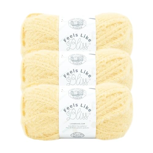 Image of Lion Brand Yarn Feels Like Bliss, Bulky Yarn for Knitting, Buttercup, 3 Pack