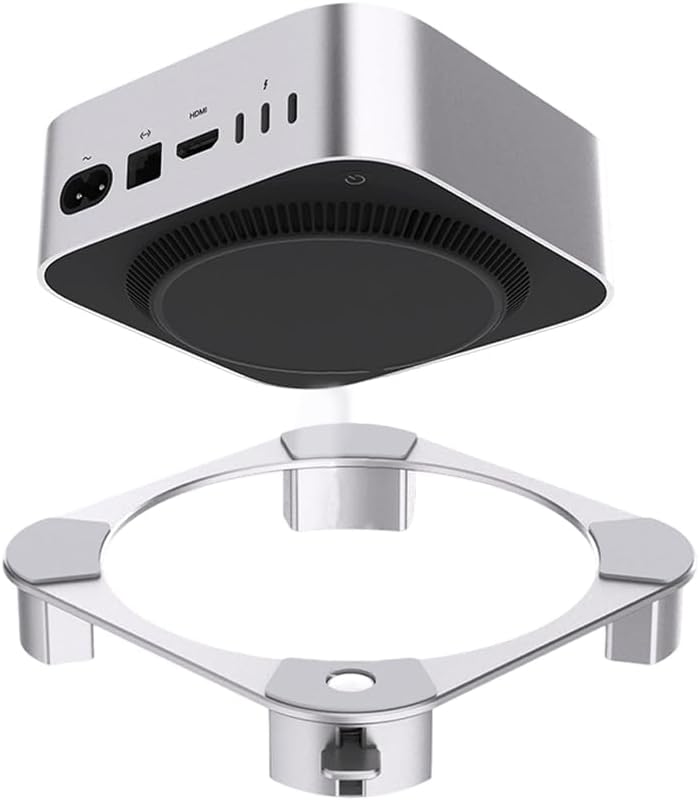 Mac Mini M4 Dock Stand, Stand for Mac Mini M4 Pro, Aluminium Stand for Mac Mini M4/M4 Pro, Easy Access Power Button with Ventilation, Heat Dissipation, Non-Slip Design, Seamless Fit