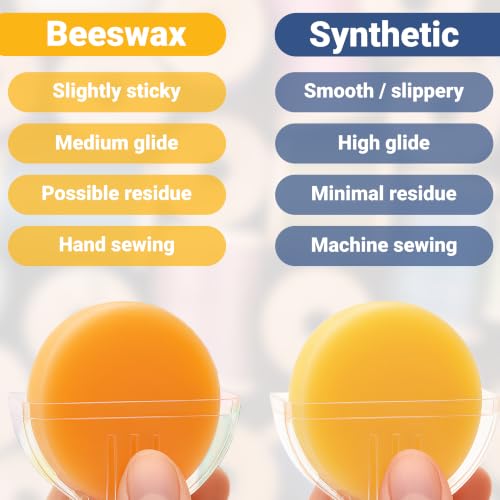 Image of Thread Wax and Thread Conditioner (2pk) 1 Beeswax 1 Synthetic - for Sewing and Gloss Threads Waxer. Magic Conditioner for Hand Sewing Embroidery. Hand Quilting Supplies to Strengthen and Reduce Knots