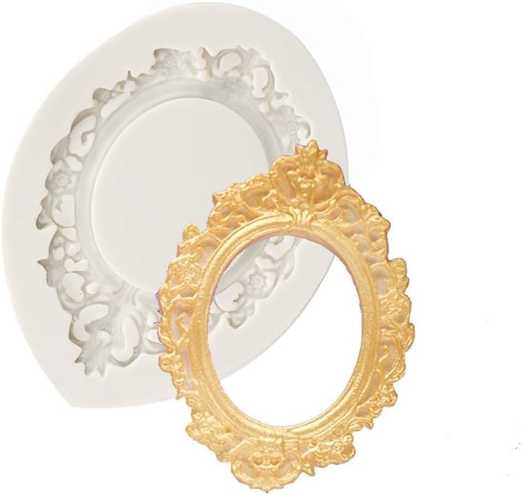 Mirror Vintage Frame Silicone Mould Antique Frame Style Design Cake Border Decoration Chocolate Fondant Candy Jelly Sugarcraft Gumpaste Cupcake Topper Resin Clay Crafting Mold (Pack of 1)-image-25