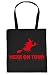 Produktbild Halloween Tasche - Coole Tragetasche für Süßigkeiten : Hexe on Tour - Baumwolltasche Hexe Fliegender Besen - Farbe: Schwarz