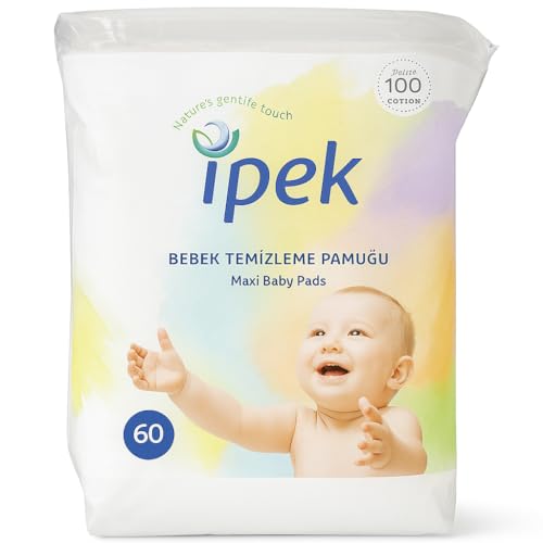 %100 Saf Pamuk Bebek Temizleme Pedi, 60'lı
