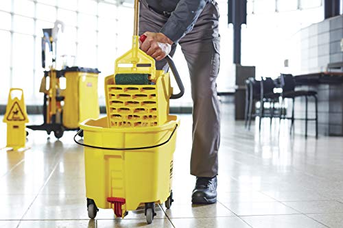 Rubbermaid Commercial 35Qt WaveBrake 2.0 Side-Press Mopping Bucket and Wringer with Foot Pedal Drain, Yellow, for Professional/Industrial/Business Heavy-Duty Floor Cleaning/Mopping image 5