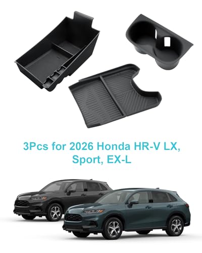 Image of CDEFG 3Pcs for 2023 2024 2025 2026 Honda HR-V Center Console Organizer Tray for 2023-2026 Honda HR-V(Sport,EX-L,LX) Accessories Lower Console Armrest Tray Storage Box Cup Holder