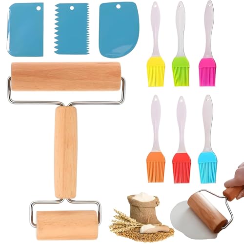5 Stück Teigroller Klein Set, Nudelholz Holz, Teigrolle, Nudelholz Kleiner Teigroller Pizza für Ausrollen von Teig mit Der Hand Pizza Desserts Knödelhäuten Teigverarbeitung