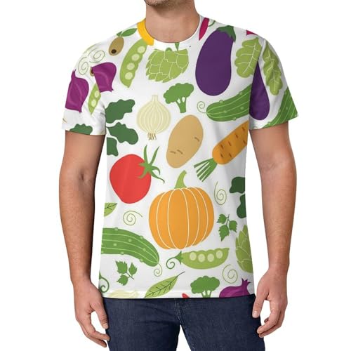 Tシャツ 果物柄 野菜柄 メンズ 半袖 クルーネック ティーシャツ Shirt 上着 夏服 カジュアル ゆったり 柔らかい トップス 通気性 かっこいい 快適 吸汗速乾 人気 ストリート 個性 プリント 男女兼用のサムネイル