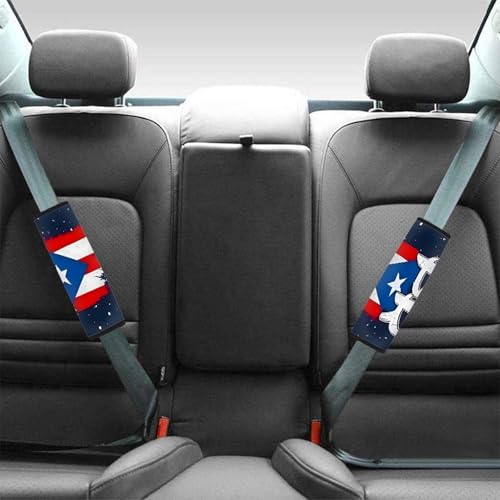 2-Pack Puerto Rico Flag Car Seat Belt Pads – Premium Soft Fabric, Comfortable and Supportive – Ideal for Cars, Trucks, SUVs – Show Your Puerto Rican Pride with Comfort