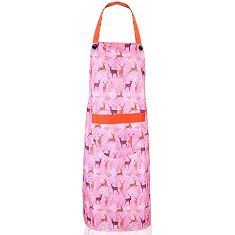 Zihuatailor Lightweight Waterproof Apron for Dog Grooming Bathing, Washing Dishes, Cute Deer Apron for Dog Groomer Bather - A Cover