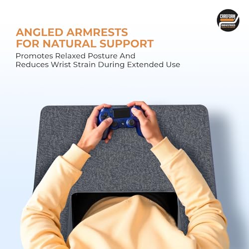 Image of CareFoam Memory Foam Lap Desk Pillow | Work Desk Accessories for Reading, Gaming, Studying Comfortable Armrest, Easy to Store Work from Home Pillow Perfect for Using on Bed, Sofa & Floor | Black Color