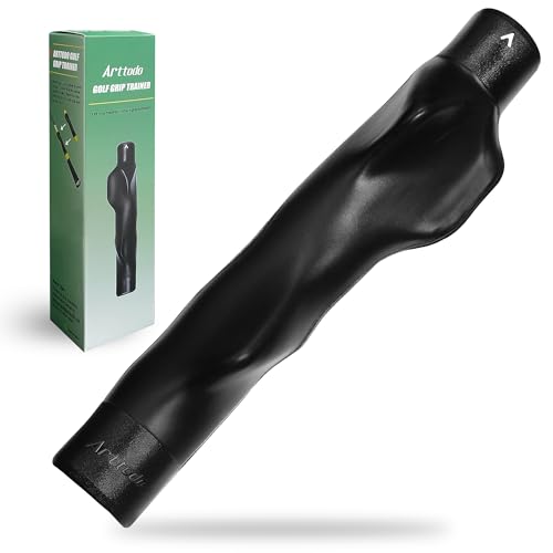 Left-Handed Golf Club Grip Trainer Golf Club Training Aid for Improved Hand Positioning on Golf Club Help Beginners Learn Correct Grip Posture Black
