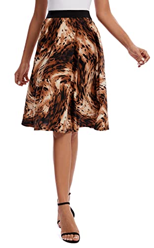 Urban CoCo Women's Casual Elastic High Waist Leopard Print Pleated Shirring Midi Skirt4