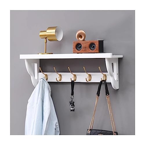 Porte-manteau avec étagère murale, cintre robuste en bois massif