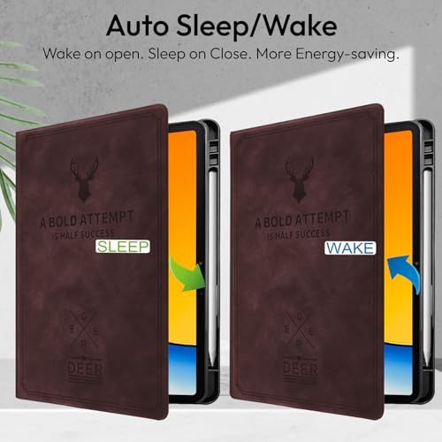 Image of Robustrion Cover for Realme Pad 3 11.61 inch Cover Case with Pencil Holder, Deer Flip Cover Case for Realme Pad 3 Tablet Cover [Auto Sleep Wake Support] - Brown
