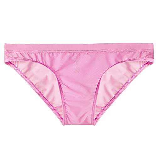 Boxers for Men Ice Silk Sexy Stretch Seamless Soft Bulge Fashion Comfortable Casual Loose Light Stretchy Casual Quick Dry Elegant Sports Elastic Pink