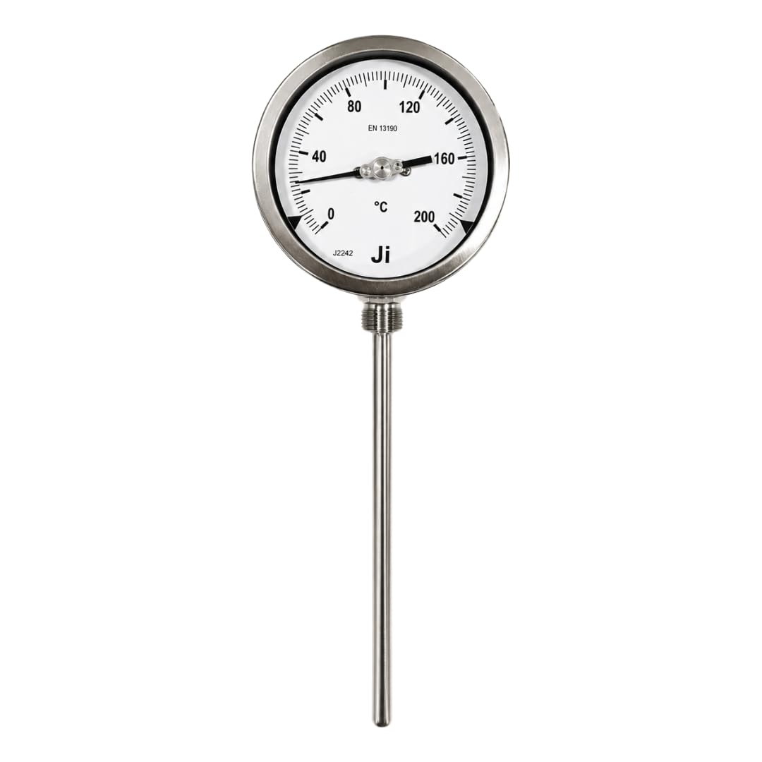 "Ji" Japsin Instrumentation Bi-Metal Dial Thermometer, 4" Dial, Range 0 to 200 Deg C, 12" Long Stem X 10 mm OD, Bottom Entry, 1/2" BSP (M) Connection, SS Case & SS Wetted Parts | Temperature Gauge-image-22