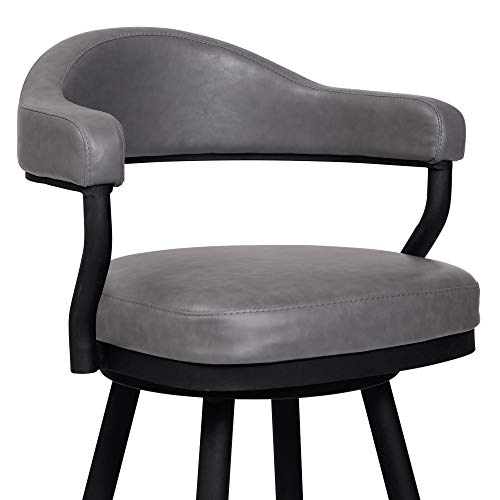 Butaco Armen Living Amador 30" Altura de Barra en Acabado Negro con Estructura en Powder Coated y Tapizado en Piel Sintética Gris Vintage miniatura 5
