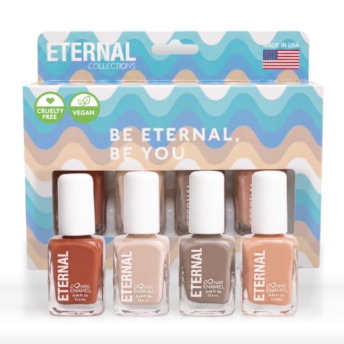 Eternal Nude Nail Polish Set for Women (WILD NUDES) - Brown Nail Polish Set for Girls | Long Lasting & Quick Dry Nail Polish Kit for Home DIY Manicure & Pedicure | Made in USA, 13.5mL (Set of 4)