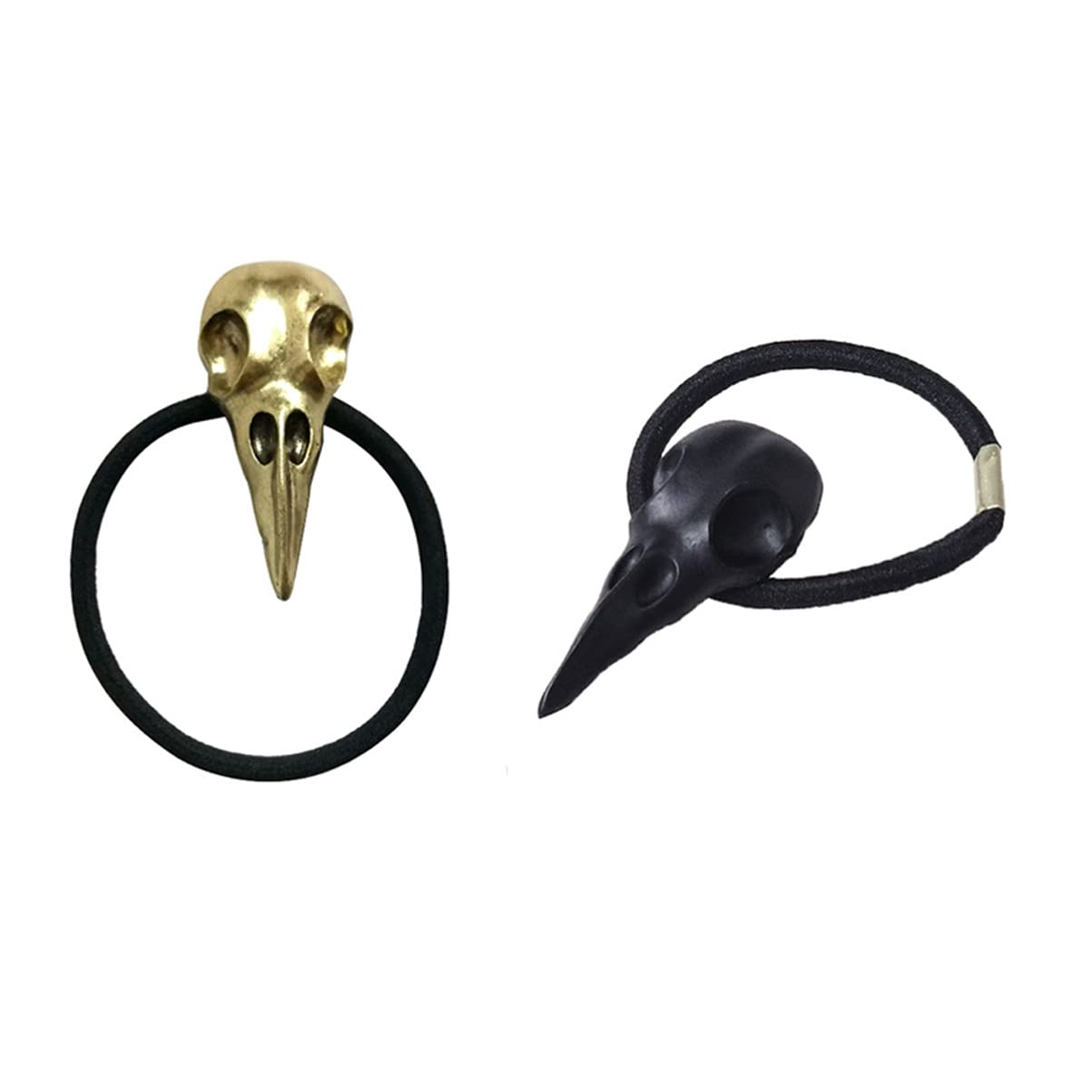 OSALADI 2pcs Metal Crow Skull Hair Ties Punk Gothic Skull Ponytail Holders Plague Doctor Crow Punk Elastic Hair Rope Halloween Hair Accessories for Women