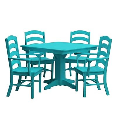 Keystone Amish Co. Poly Composite Josie 5-Piece Dining Set with Square Table, with Arms, Aruba