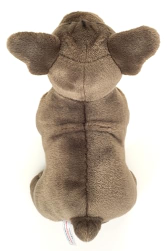 Teddy Hermann 91999 Französische Bulldogge stehend grau 30 cm, Kuscheltier, nachhaltiges Plüschtier mit recycelten Materialien