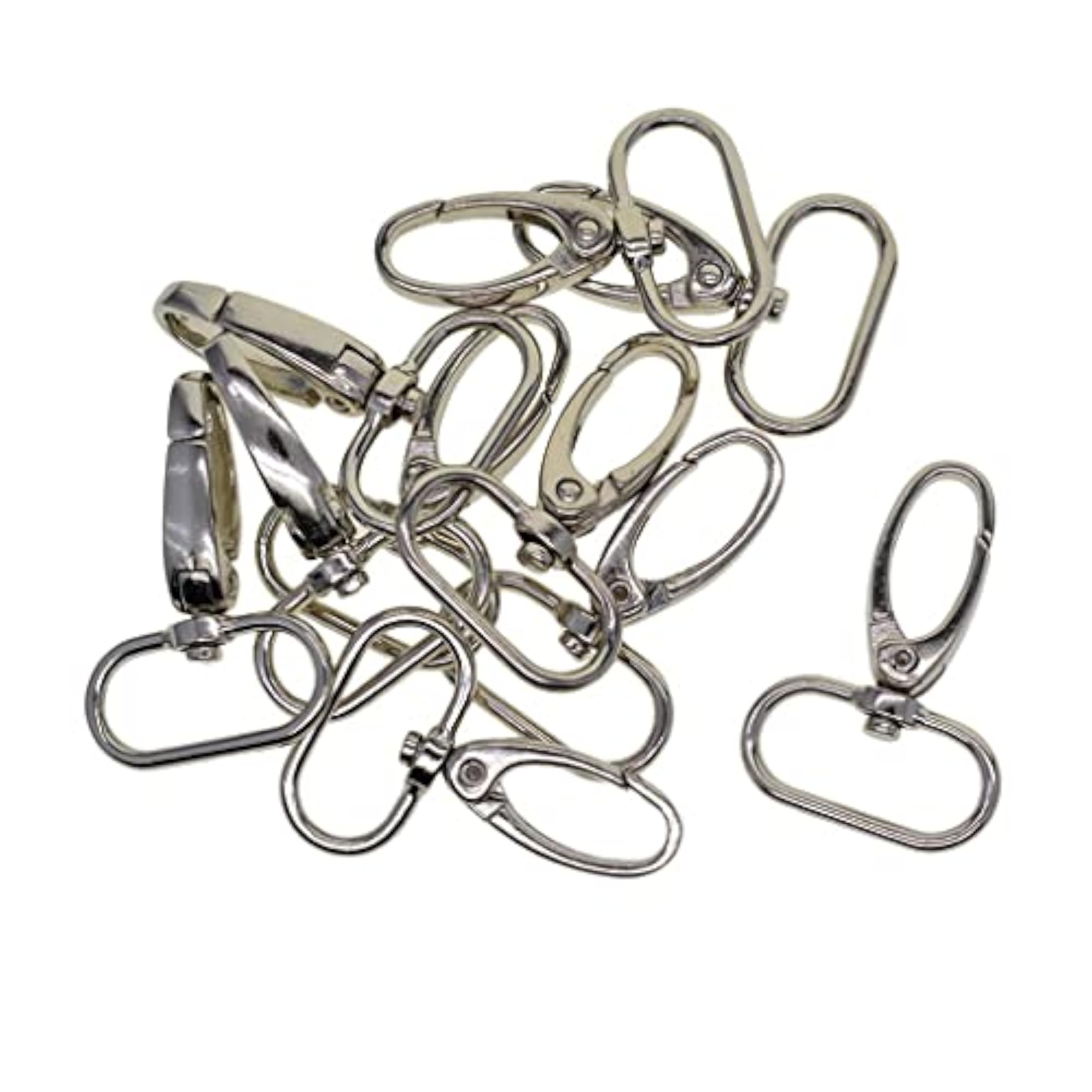 6x10 Pieces Silver Swivel Lanyard Snap Hook with Key Rings