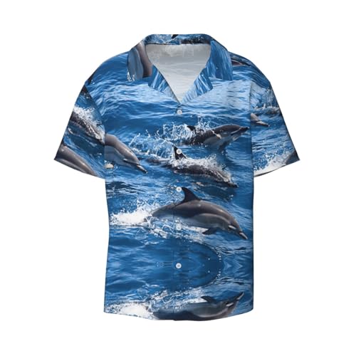 Chemise à manches courtes homme imprimé dauphins haut d'été décontracté chic