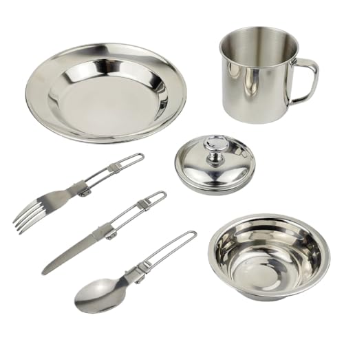 CONGARTENO アウトドアキャンプ用ステンレス炊具 軽量コンパクト調理器具 人用携帯食器 キャンピングキッチンツール 耐久性と 設計