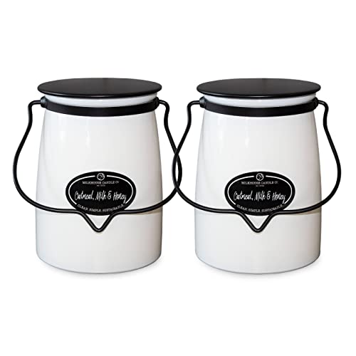 Milkhouse Candle Company Oatmeal Milk and Honey 2-Pack Butter Jar Candles | 22oz Glass Jar Scented Candles for The Home | Farmhouse Home Decor | Soy Candles USA