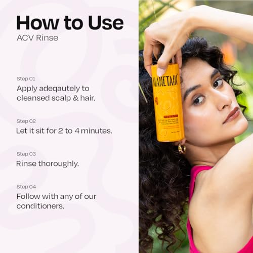 Image of MANETAIN Apple Cider Vinegar Hair Rinse 200ml - Clarifies Scalp, Removes Buildup & Dandruff - With Glycolic Acid & Fermented Rice Water - Sulfate-Free, Boosts Hair Growth & Shine