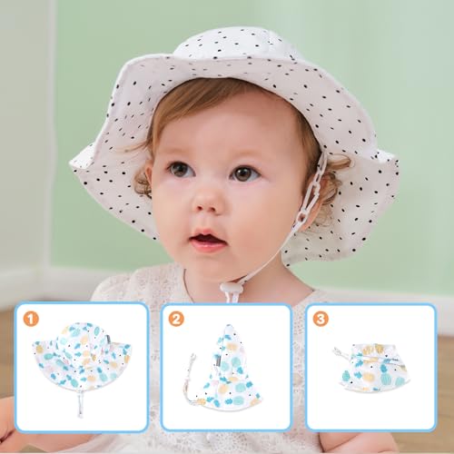 Baby Bucket hat UPF 50+ Wide Brim Toddler Sun hat Beach for Girls4