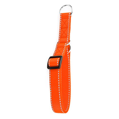 Hunde Design Reflektor Dressurhalsband mit Stoppring Orange 34-54cm / 25mm