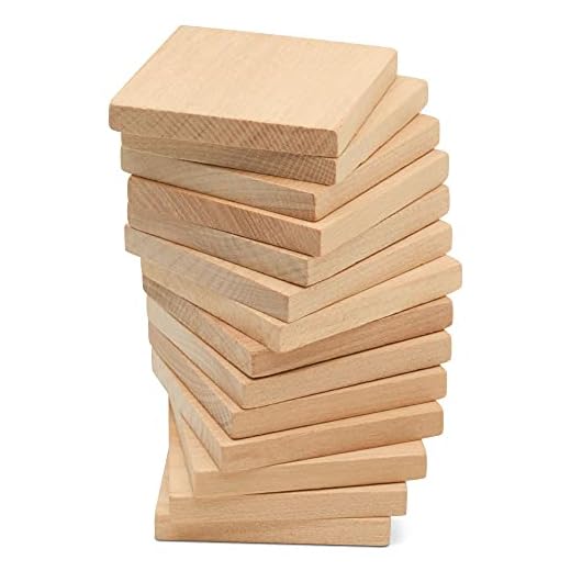 Wood Tiles, 2 x 2 Inch, Pack of 10 Blank Wood Squares for Crafts, Wood Burning, Laser Engraving, and DIY, by Woodpeckers