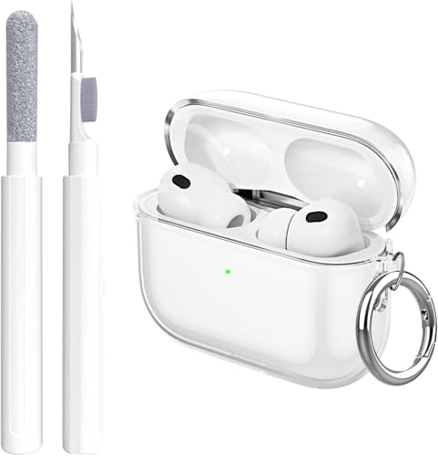 Capa para AirPods Pro 3 2025 - Silicone e TPU Macio para Apple AirPods Pro 3ª Geração, com Kit de Limpeza, Compatível com Carregamento USB-C e Sem Fio, Capa Transparente Unissex (Blanco)