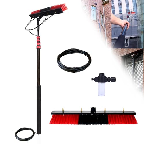 Limpieza Placas Solares Cepillo,Limpia Vidrios, Ideal Lavado Camiones,Cartelería, Pértiga Telescópica para Limpieza de Cristales,Cepillo De Pulverización De Agua Multipropósito Limpiador(5.4M/18FT)