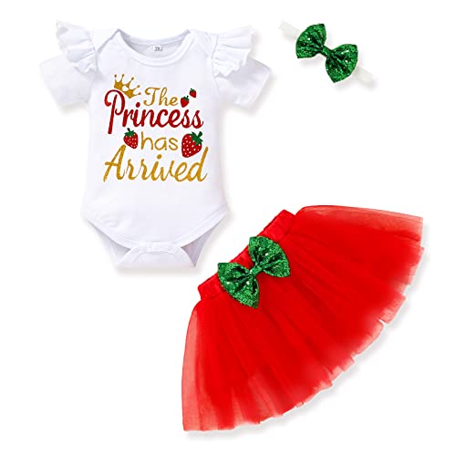 Image of Newborn Baby Girl Outfits Infant Letter Print Romper+Tutu Skirt+Headband+Legging Warmer Coming Home Clothes Set